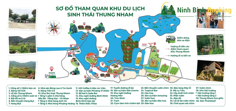 Sơ đồ thăm quan khu du lịch sinh thái Thung Nham