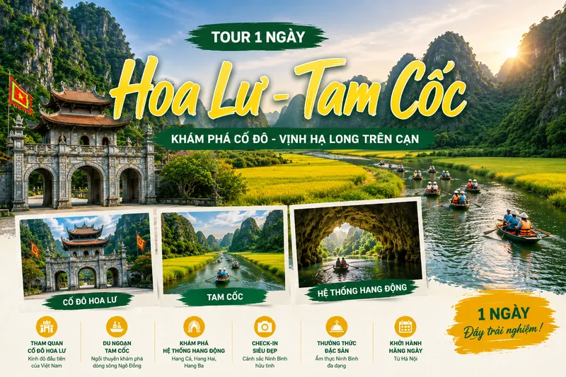 Circuit Hoa Lu - Tam Coc 1 Jour