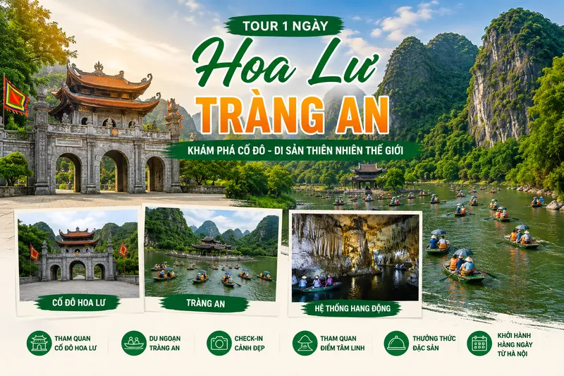 Tour Hoa Lư - Tràng An 1 Ngày